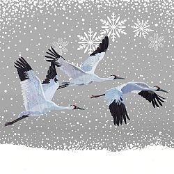 Balení 10 papírových ubrousků s vánočním motivem PPD Snowfall Cranes