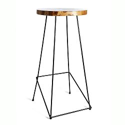 Barové stolička se sedákem z teakového dřeva Simla Bar, výška 110 cm