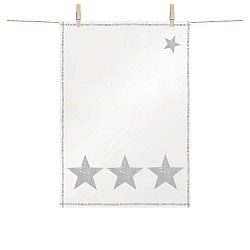 Bavlněná kuchyňská utěrka s vánočními motivy ve stříbrné barvě PPD Star Fashion Silver, 48 x 68 cm