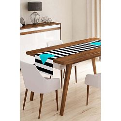 Běhoun na stůl z mikrovlákna Minimalist Cushion Covers Stripes with Blue Heart, 45 x 145 cm