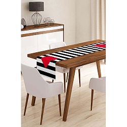 Běhoun na stůl z mikrovlákna Minimalist Cushion Covers Stripes with Red Heart, 45 x 145 cm