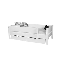 Bílá dětská postel s bezpečnostními postranními pelestmi a 2 zásuvkami Manis-h Mimer 90 x 160 cm