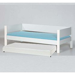 Bílá dětská postel s bezpečnostními postranními pelestmi a výsuvnou přistýlkou Manis-h Liv, 90 x 200 cm
