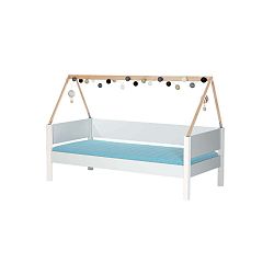 Bílá dětská postel s rámem pro stříšku z bukového dřeva a bezpečnostními pelestmi Manis-h Vidar, 90 x 200 cm