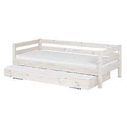 Bílá dětská postel z borovicového dřeva s výsuvným lůžkem Flexa Classic, 90 x 200 cm