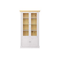 Bílá dvojitá vitrína z borovicového dřeva s hnědou deskou Steens Monaco Leached