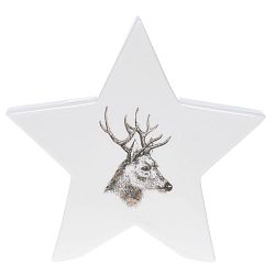 Bílá keramická dekorativní hvězda Ewax Deer, výška 12 cm