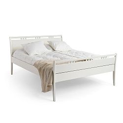Bílá ručně vyráběná postel z masivního březového dřeva Kiteen Haiku, 160 x 200 cm