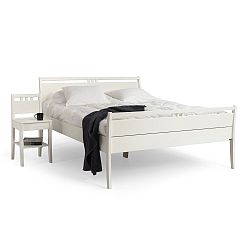 Bílá ručně vyráběná postel z masivního březového dřeva Kiteen Joki, 160 x 200 cm 