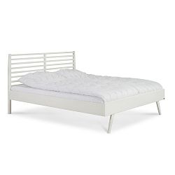 Bílá ručně vyráběná postel z masivního březového dřeva Kiteen Notte, 160 x 200 cm 