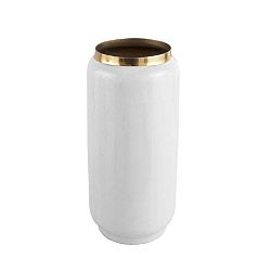 Bílá váza s detailem ve zlaté barvě PT LIVING Flare, výška 27 cm
