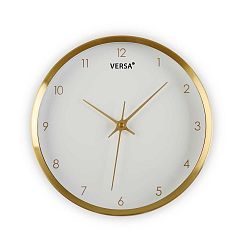 Bílé hodiny s rámem ve zlaté barvě Versa Runna, ⌀ 25,8 cm