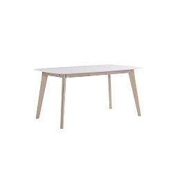 Bílý dřevěný jídelní stůl s matně lakovanými nohami Folke Sanna, délka 150 cm