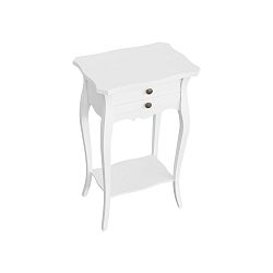 Bílý dřevěný noční stolek s 2 zásuvkami Catherine