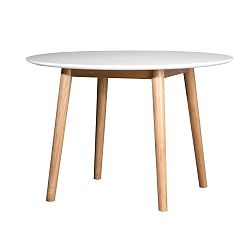 Bílý jídelní stůl s konstrukcí z dubového dřeva Wermo Eelis, ⌀ 110 cm