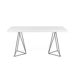 Bílý jídelní stůl s kovovými nohami TemaHome Trestle, 90 x 160 cm