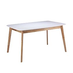 Bílý jídelní stůl s podnožím z kaučukovníkového dřeva sømcasa Kenna, délka 140 cm