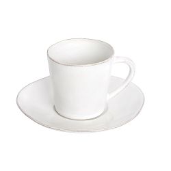 Bílý keramický šálek na čaj s podšálkem Ego Dekor Nova, 190 ml
