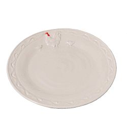 Bílý keramický talíř Antic Line Hen, 21 cm
