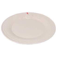 Bílý keramický talíř Antic Line Hen, 25 cm