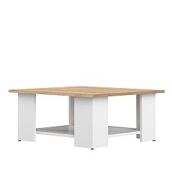 Bílý konferenční stolek s deskou v dekoru bukového dřeva Symbiosis Square, 67 x 67 cm