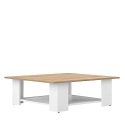 Bílý konferenční stolek s deskou v dekoru bukového dřeva Symbiosis Square, 89 x 89 cm