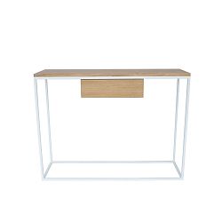Bílý konzolový stolek s deskou z dubového dřeva Take Me HOME Radom, 100 x 30 cm