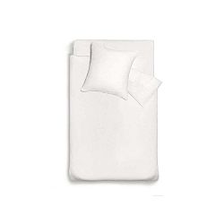 Bílý lněný přehoz na postel s čtvercovým povlakem na polštář Maison Carezza Lilly, 150 x 200 cm