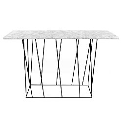 Bílý mramorový konzolový stolek s černými nohami TemaHome Helix