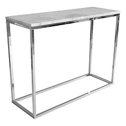 Bílý mramorový konzolový stolek s chromovaným podnožím RGE Accent, šířka 100 cm