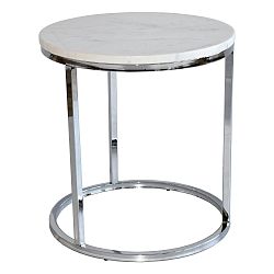 Bílý mramorový odkládací stolek s chromovaným podnožím RGE Accent, ⌀ 50 cm