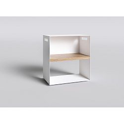 Bílý noční stolek s deskou z dubového dřeva Take Me HOME, 50 x 30 cm