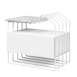 Bílý noční stolek s mramorovou deskou TemaHome Domi