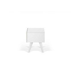 Bílý noční stolek s nohami z masivního dřeva TemaHome Mara, 50 x 51 cm