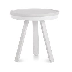 Bílý odkládací stolek z jasanového dřeva s podnosem Woodendot Batea S
