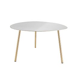 Bílý příruční stolek s pozlacenými nohami Leitmotiv Ovoid, 56 x 50 x 37 cm
