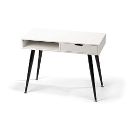 Bílý psací stůl s černým kovovým podnožím loomi.design Diego, 50 x 77 cm