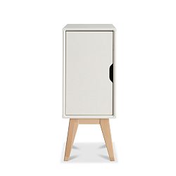 Bílý ručně vyráběný noční stolek z masivního březového dřeva Kiteen Kolo