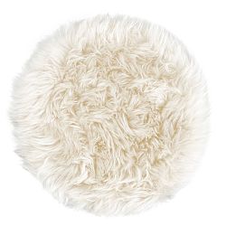 Bílý sedák z ovčí kožešiny na jídelní židli Royal Dream, Ø 35 cm