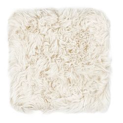 Bílý sedák z ovčí kožešiny na jídelní židli Royal Dream, 40 x 40 cm