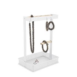 Bílý stojánek na šperky s dřevěnými detaily PT LIVING Merge Square