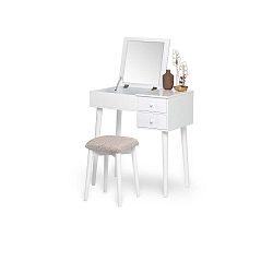 Bílý toaletní stolek se zrcadlem, šperkovnicí a 2 šuplíky Chez Ro Beauty