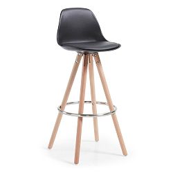 Černá barová židle s dřevěným podnožím La Forma Stag