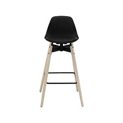 Černá barová židle s podnožím z dubového dřeva Actona Zenta