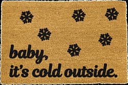 Černá rohožka z přírodního kokosového vlákna Artsy Doormats Baby It's Cold Outside, 40 x 60 cm