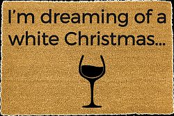 Černá rohožka z přírodního kokosového vlákna Artsy Doormats White Wine Christmas, 40 x 60 cm