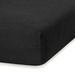 Černé elastické prostěradlo s vysokým podílem bavlny AmeliaHome Ruby, 200 x 100-120 cm
