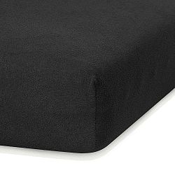 Černé elastické prostěradlo s vysokým podílem bavlny AmeliaHome Ruby, 200 x 120-140 cm
