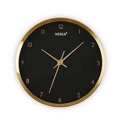 Černé hodiny s rámem ve zlaté barvě Versa Runna, ⌀ 25,8 cm