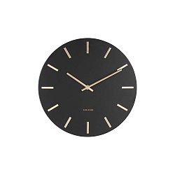 Černé nástěnné hodiny s ručičkami ve zlaté barvě Karlsson Charm, ø 30 cm